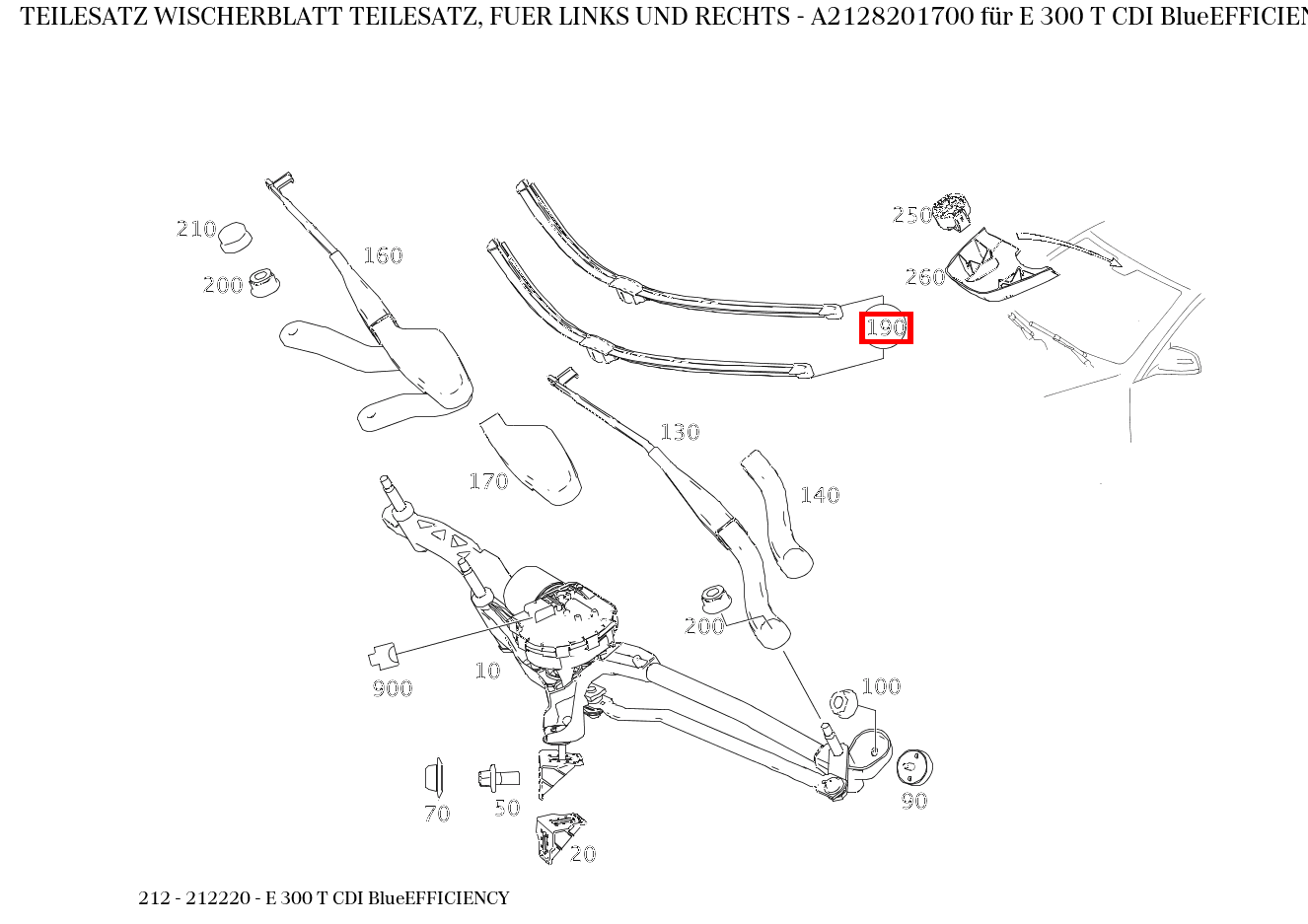Teilesatz Wischerblatt TEILESATZ, FUER LINKS UND RECHTS E 300 T CDI BlueEFFICIENCY 212 Teilesatz Wischerblatt TEILESATZ, FUER LINKS UND RECHTS E 300 T CDI BlueEFFICIENCY 212
