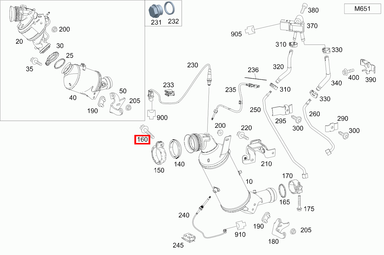 Sechsrundschraube ROHRSCHELLE AN ABGASTURBOLADER; M8X40 E 200 CDI Limousine 213