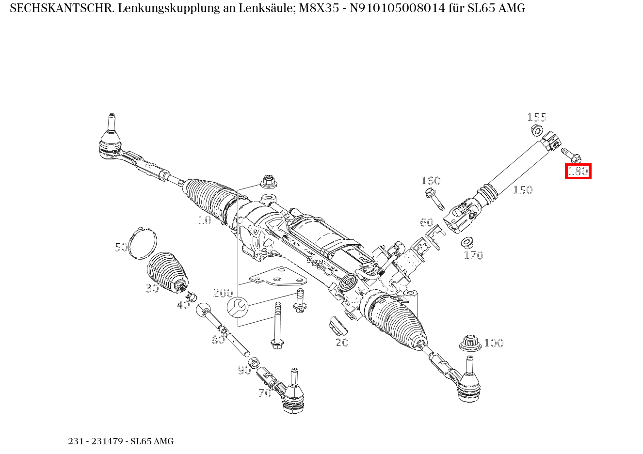 Sechskantschraube Lenkungskupplung an Lenksäule; M8X35 SL65 AMG 231 Sechskantschraube Lenkungskupplung an Lenksäule; M8X35 SL65 AMG 231