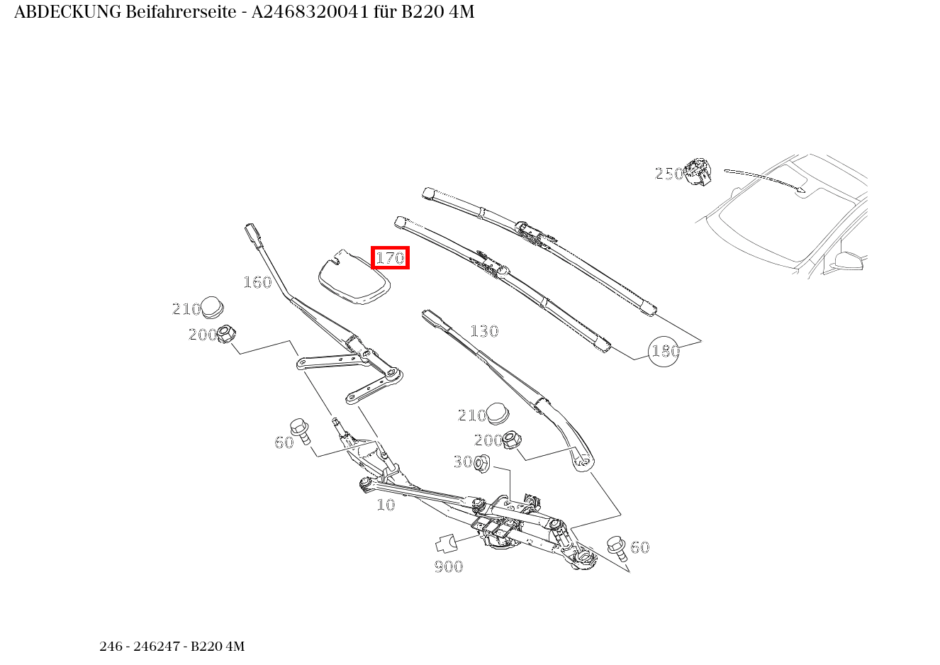 Abdeckung Beifahrerseite B220 4M 246