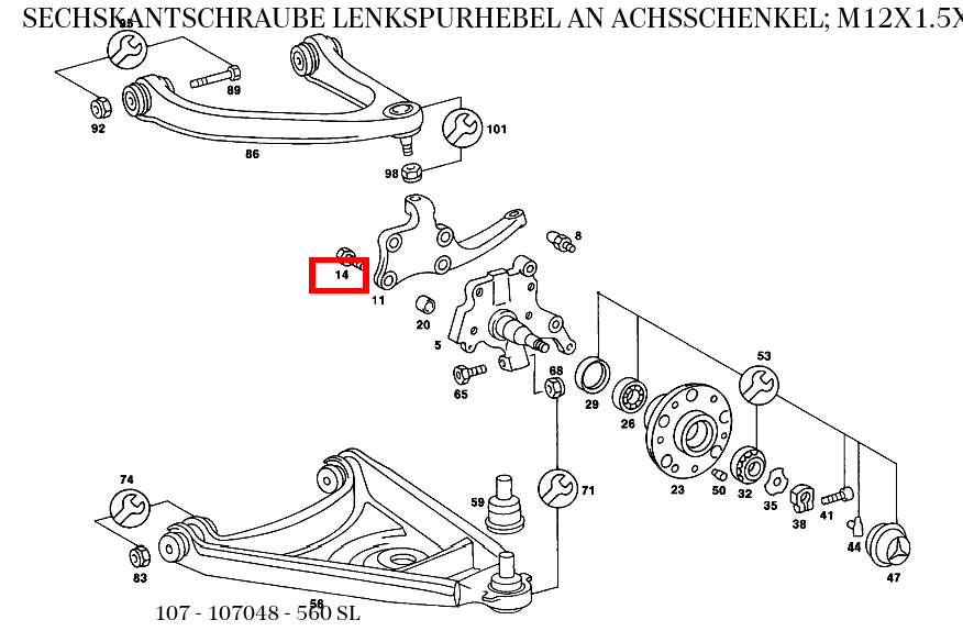 Sechskantschraube LENKSPURHEBEL AN ACHSSCHENKEL; M12X1.5X35 560 SL 107