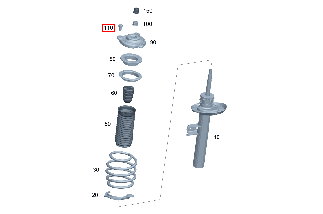 Sechskantschraube Federbein an Karosserie; M10X22 CLA 118, E 211  