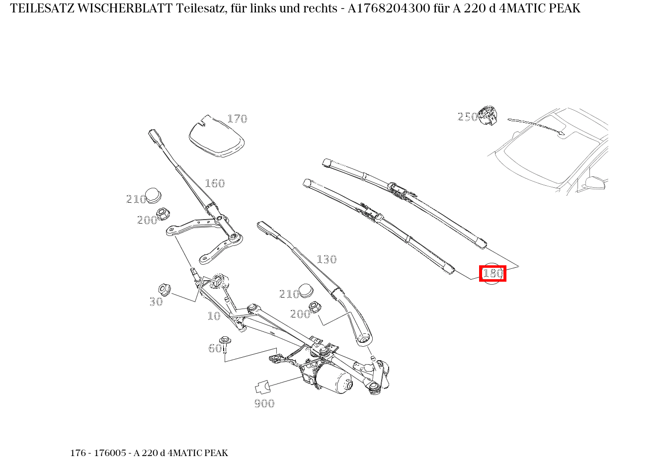 Teilesatz Wischerblatt Teilesatz, für links und rechts A 220 d 4MATIC PEAK 176