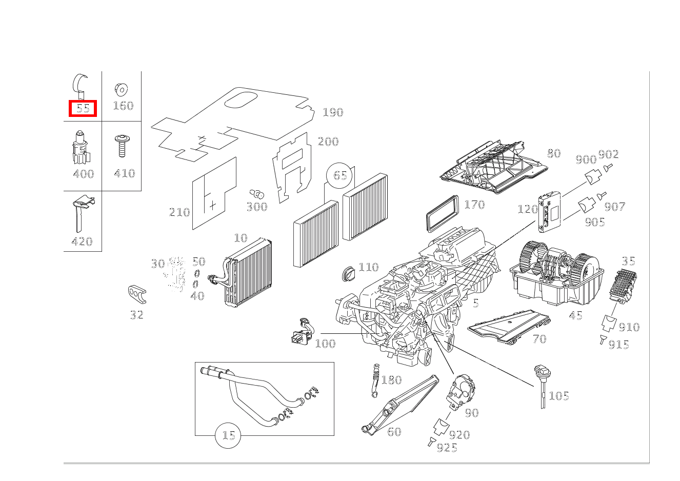 SPANNFEDER GEHAEUSEOBERTEIL AN GEHAEUSEUNTERTEIL CL500 4M BE 216