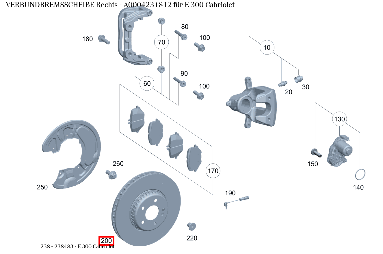 Verbundbremsscheibe Rechts E 300 Cabriolet 238 Verbundbremsscheibe Rechts E 300 Cabriolet 238