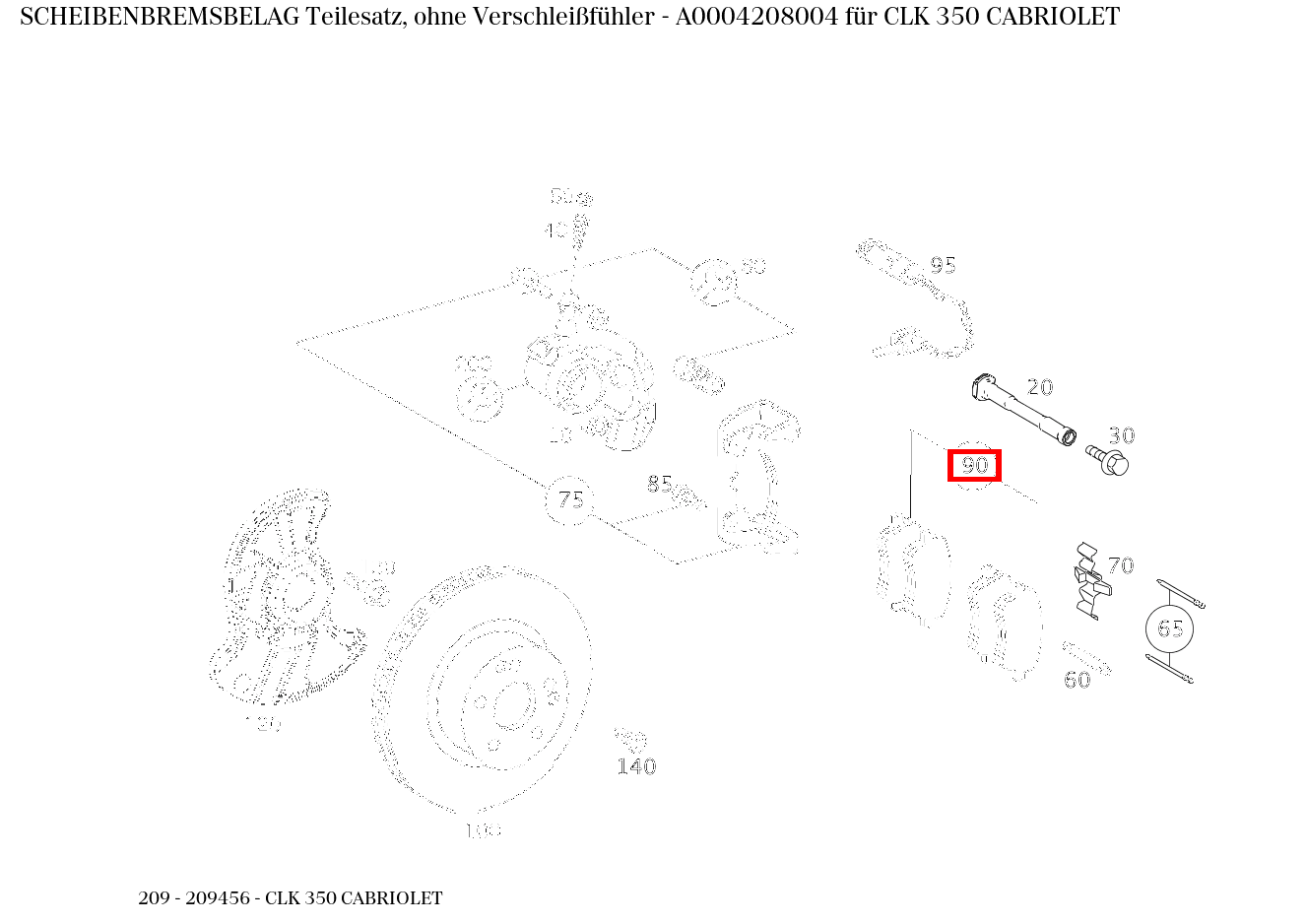 Scheibenbremsbelag Teilesatz, ohne Verschleißfühler CLK 350 CABRIOLET 209