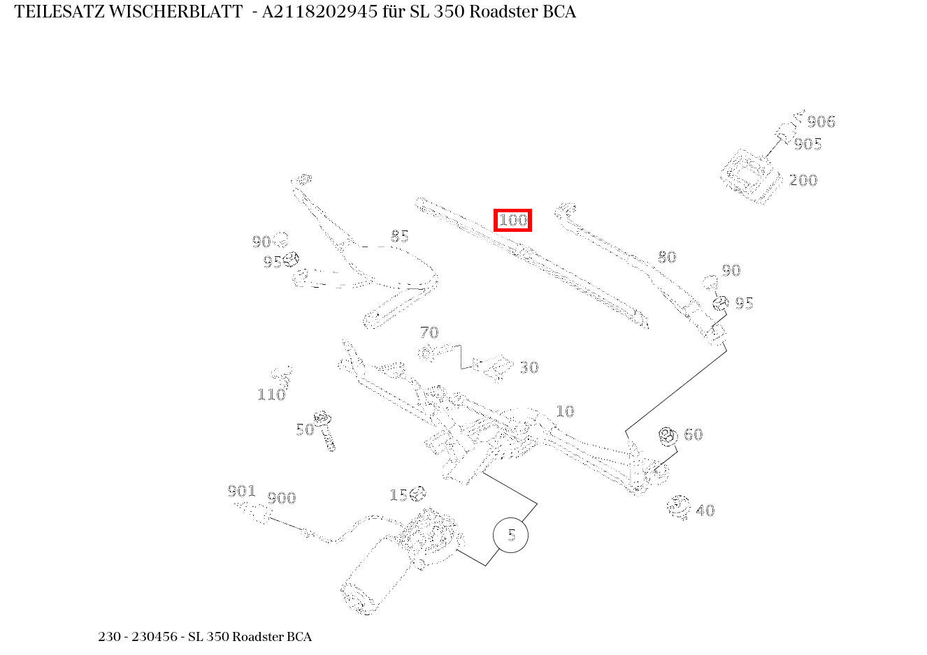 Teilesatz Wischerblatt SL 350 Roadster BCA 230