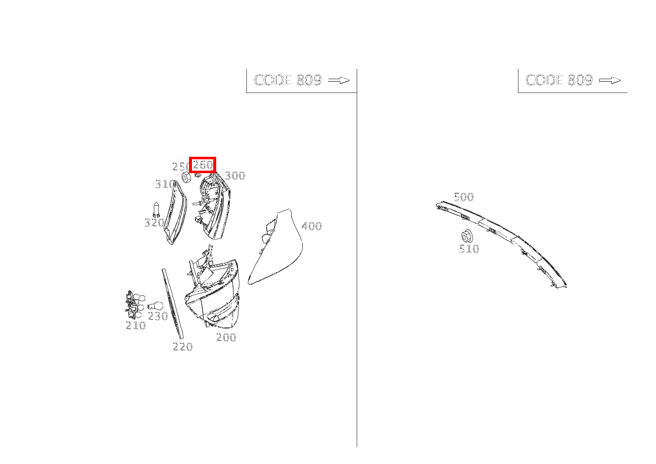 Klammer HECKLEUCHTE RECHTS CLC 350 Sportcoupé 203