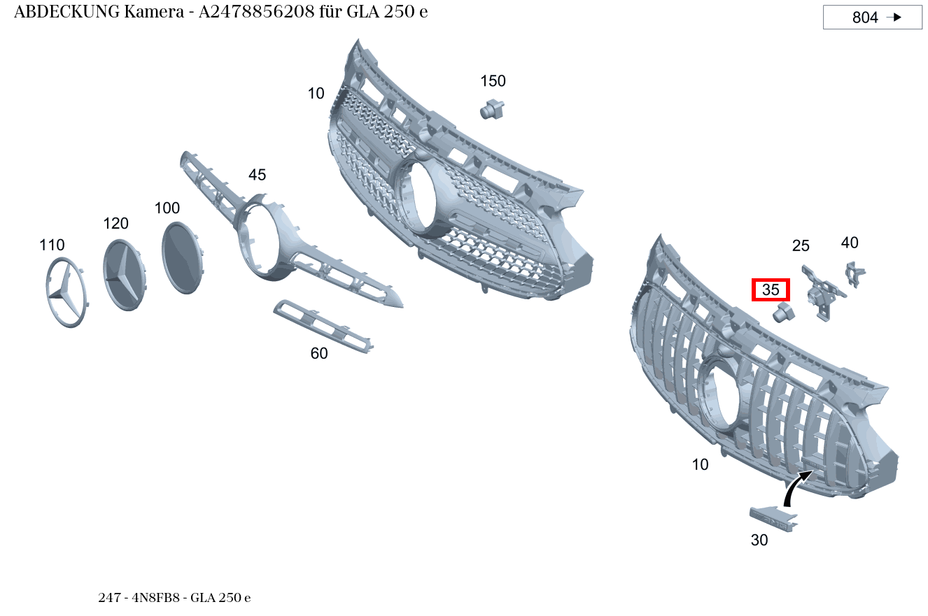 Abdeckung Kamera GLA 250 e 247 Abdeckung Kamera GLA 250 e 247
