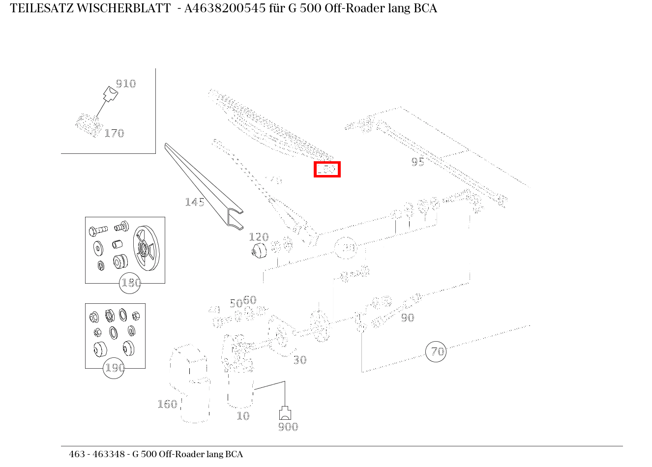 Teilesatz Wischerblatt G 500 Off-Roader lang BCA 463 Teilesatz Wischerblatt G 500 Off-Roader lang BCA 463