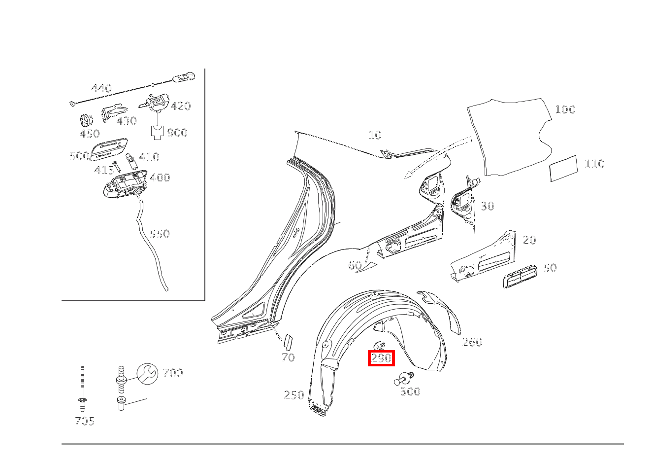 KUNSTSTOFFMUTTER BEFESTIGUNG ABDECKUNG RECHTS E 350 4MATIC Limousine BCA 212
