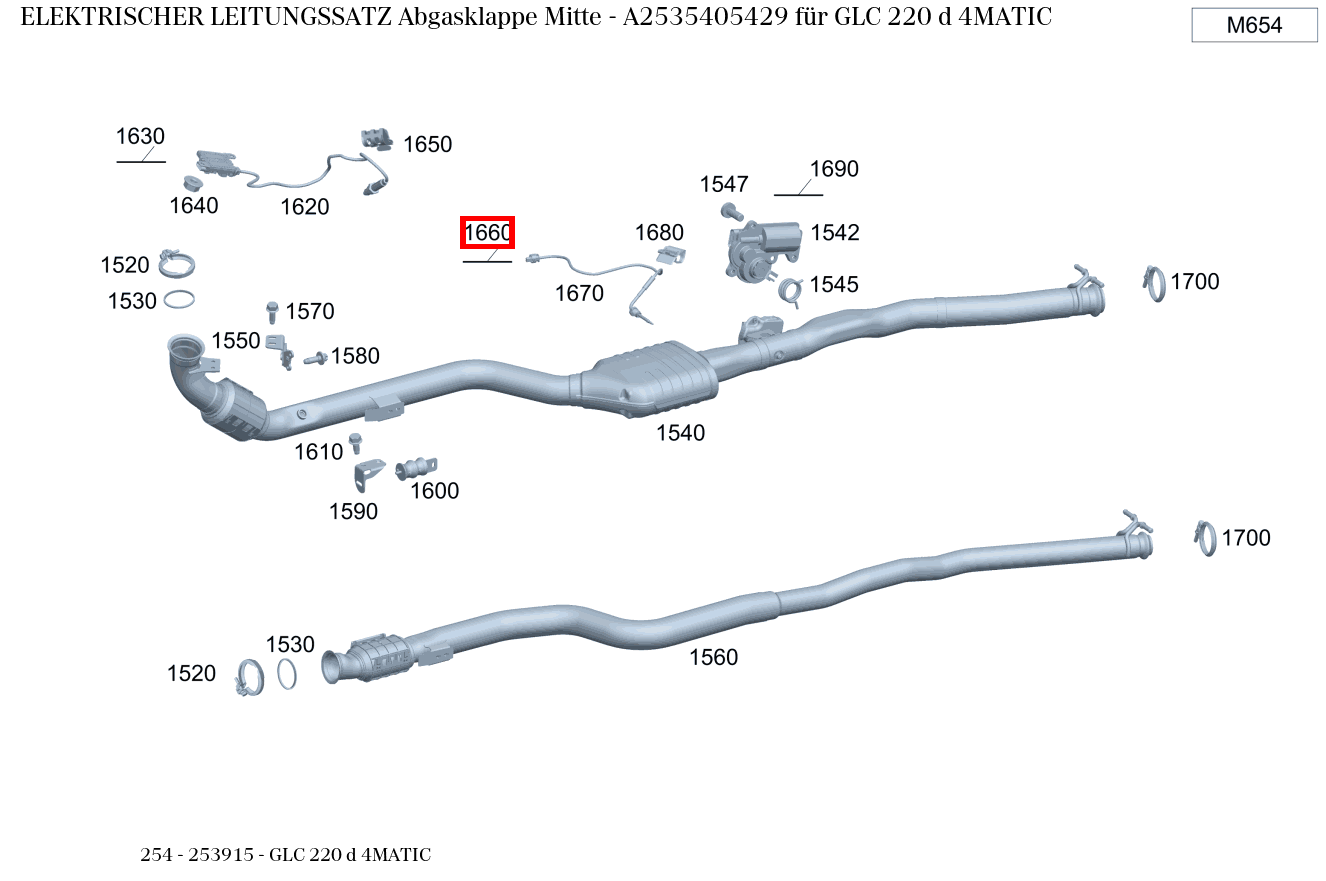 Elektrischer Leitungssatz Abgasklappe Mitte GLC 220 d 4MATIC 254 Elektrischer Leitungssatz Abgasklappe Mitte GLC 220 d 4MATIC 254