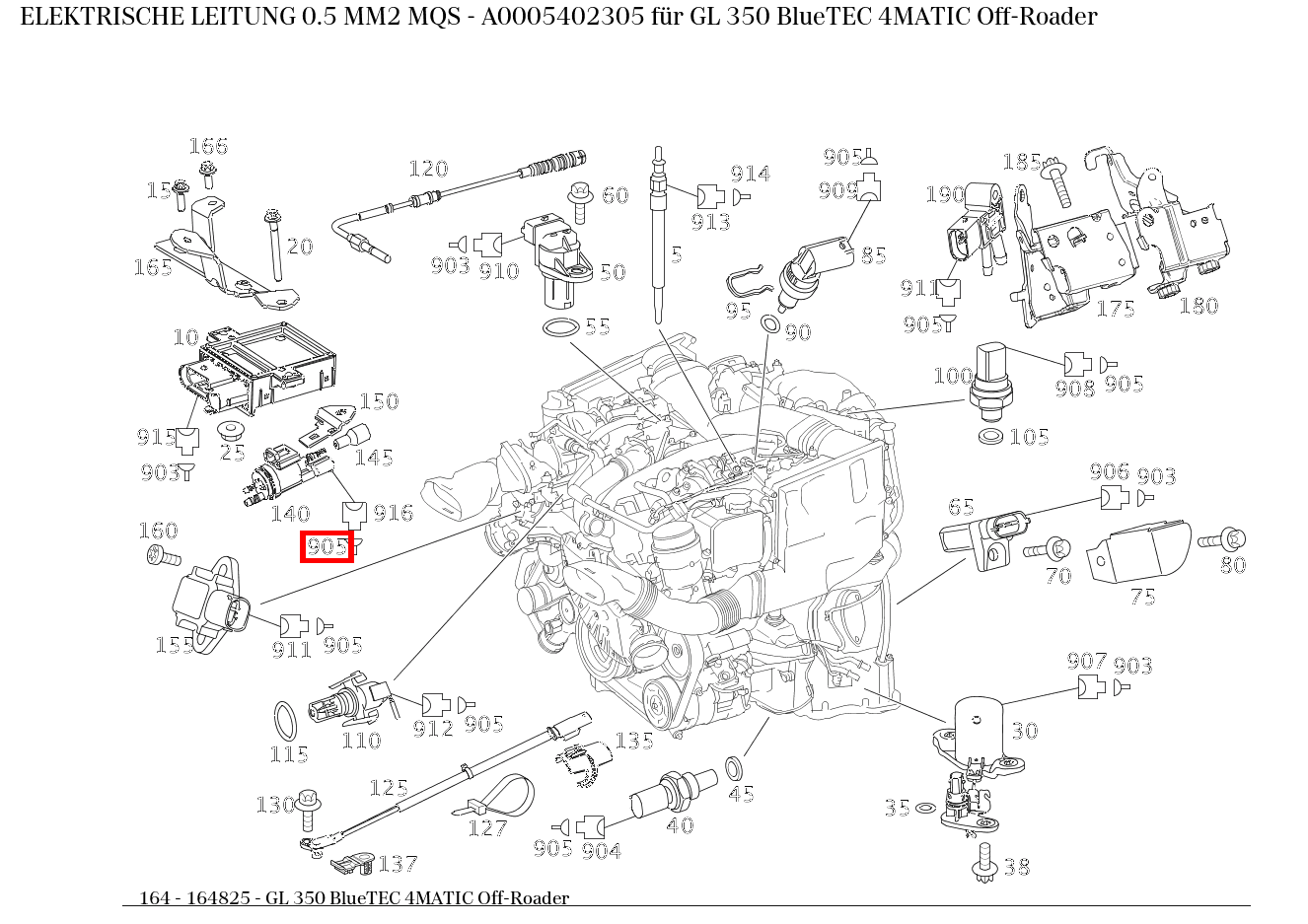 Elektrische Leitung 0.5 MM2 MQS GL 350 BlueTEC 4MATIC Off-Roader 164 Elektrische Leitung 0.5 MM2 MQS GL 350 BlueTEC 4MATIC Off-Roader 164