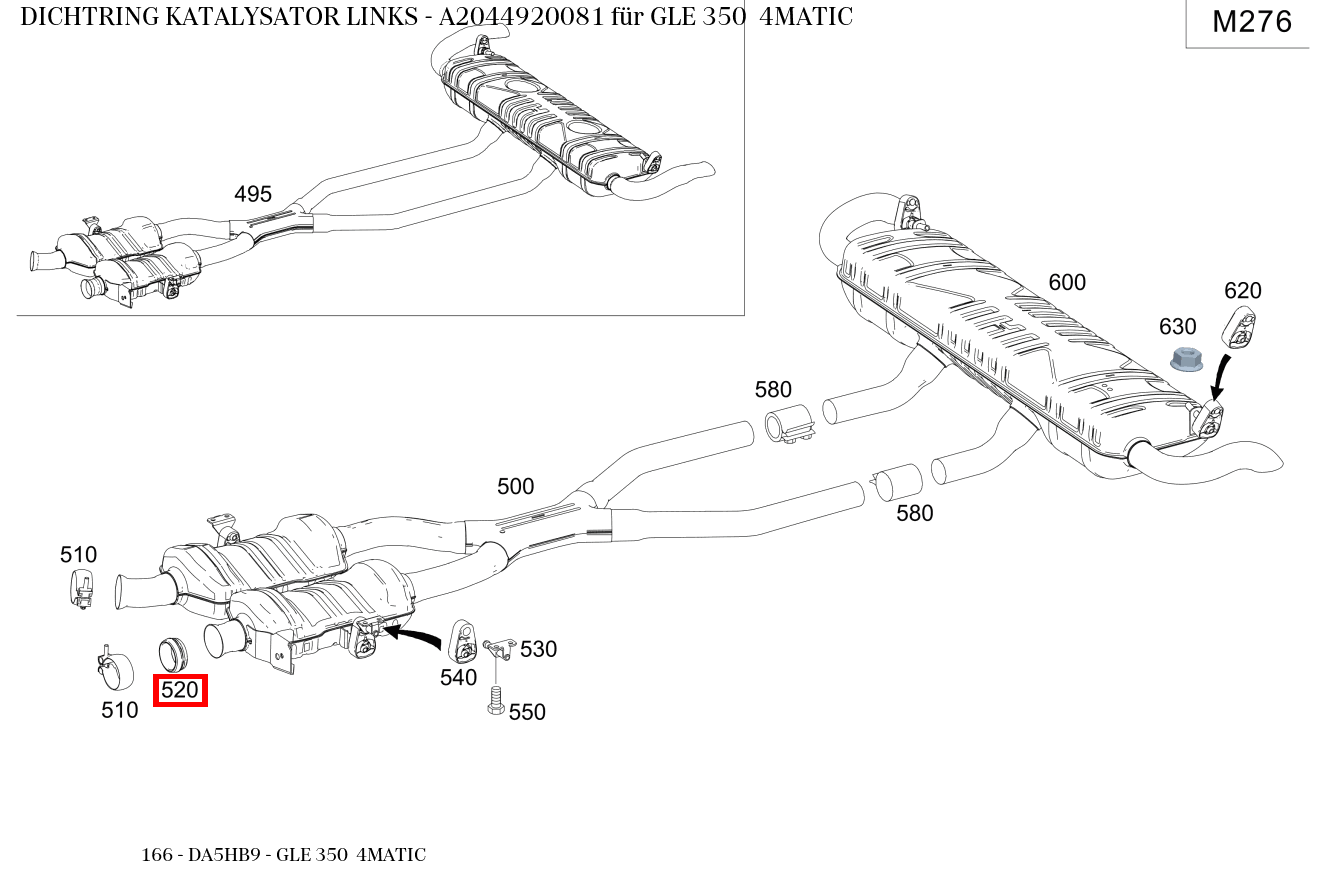 Dichtring KATALYSATOR LINKS GLE 350 4MATIC 166