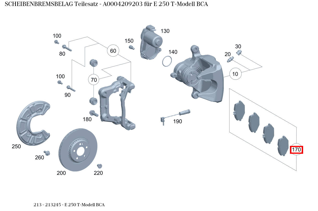 Scheibenbremsbelag Teilesatz E 250 T-Modell BCA 213 Scheibenbremsbelag Teilesatz E 250 T-Modell BCA 213