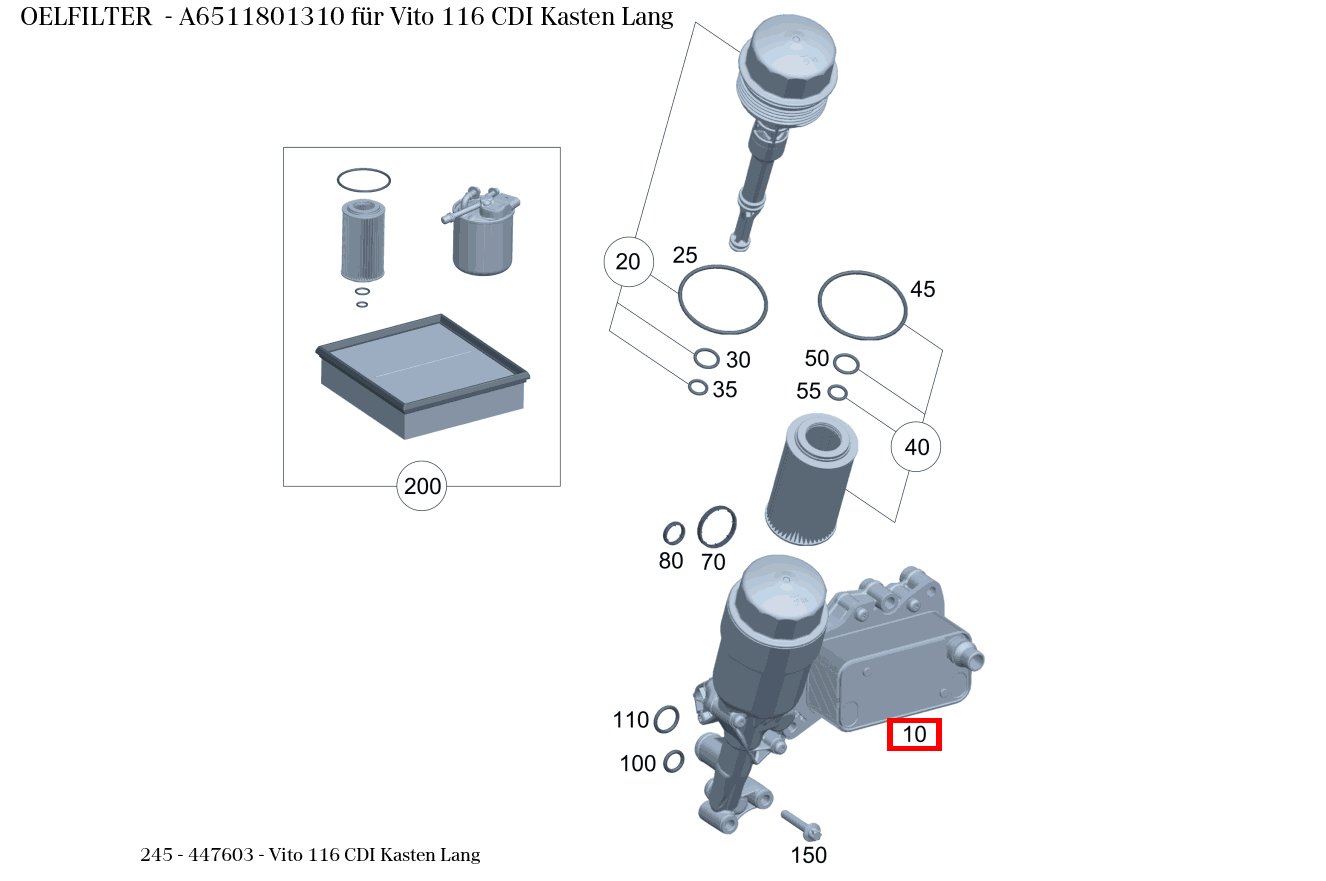 Ölfilter Vito 116 CDI Kasten Lang 245