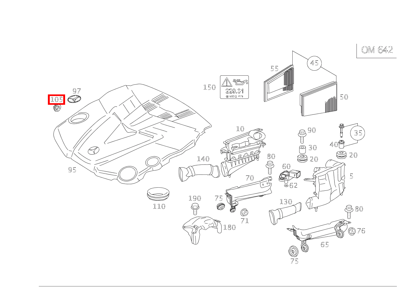 Elastomerlager ABDECKBLECH S350BT L 4M 221