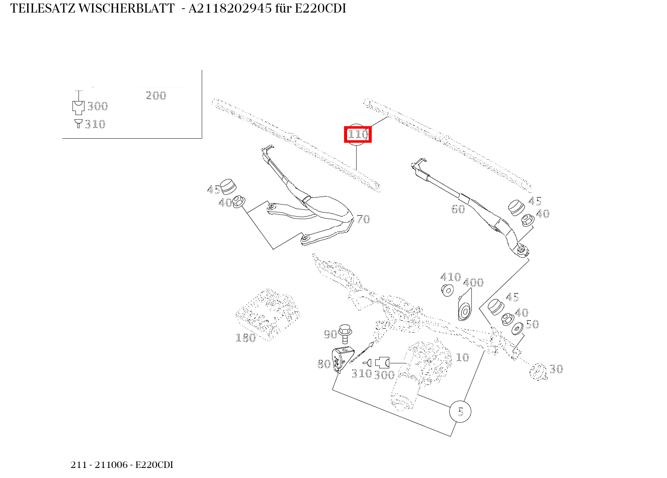 Teilesatz Wischerblatt E220CDI 211
