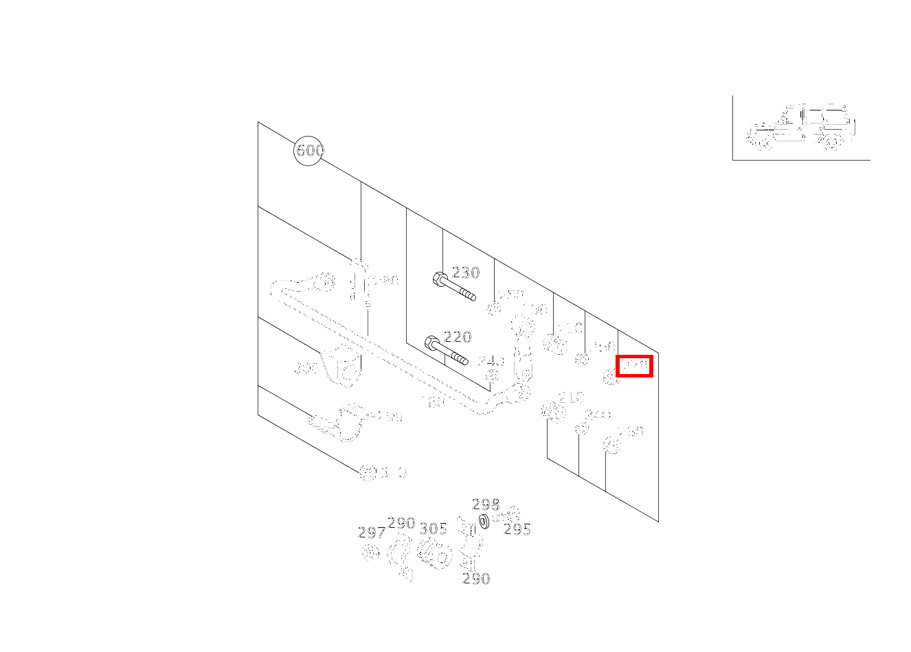 Sechskantmutter An Konsole; M12 G 500 Off-Roader lang BCA 463
