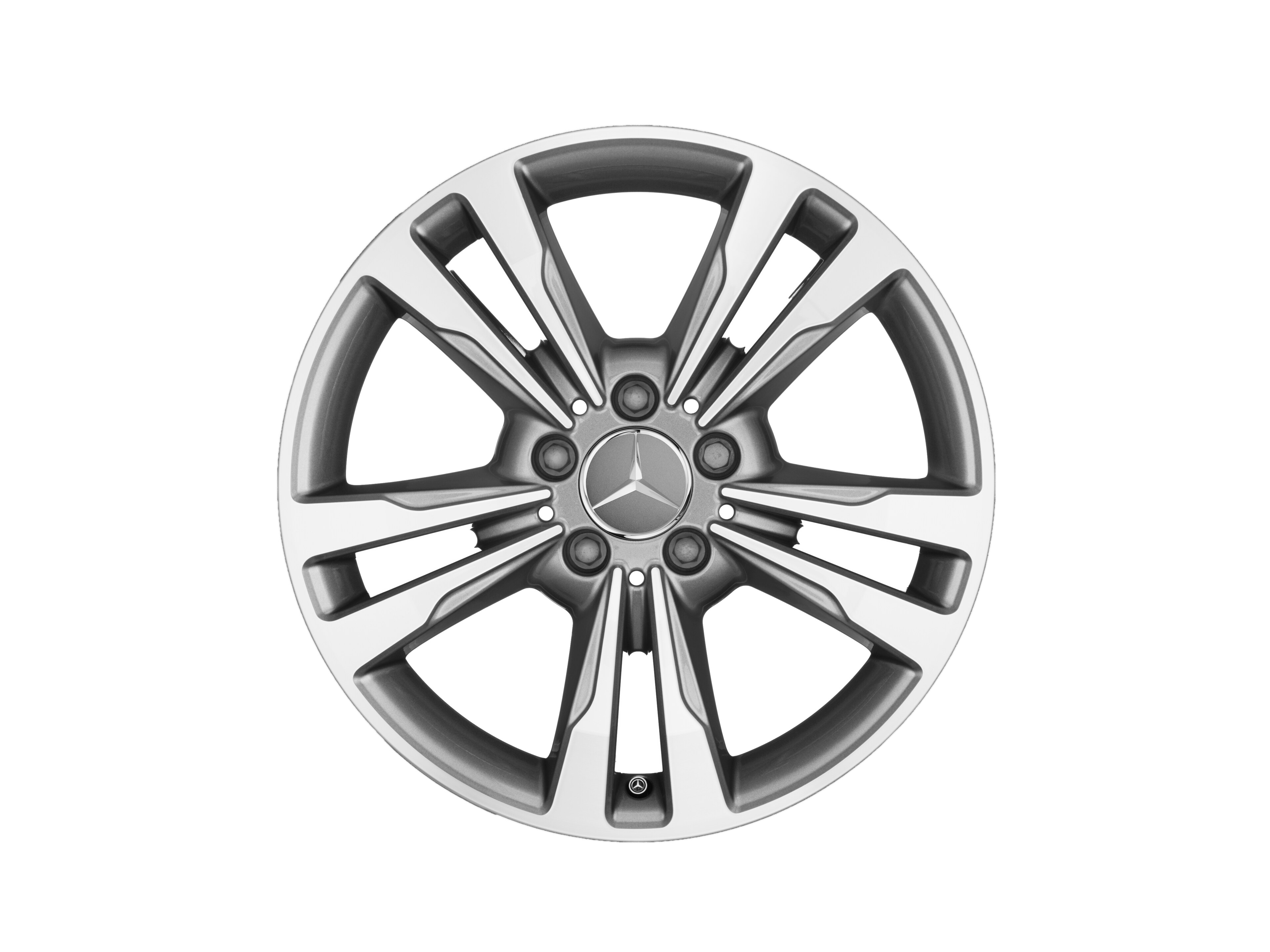 5-Doppelspeichen-Rad, 17 Zoll, glanzgedreht 8 J x 17 ET 48, grau Himalaya