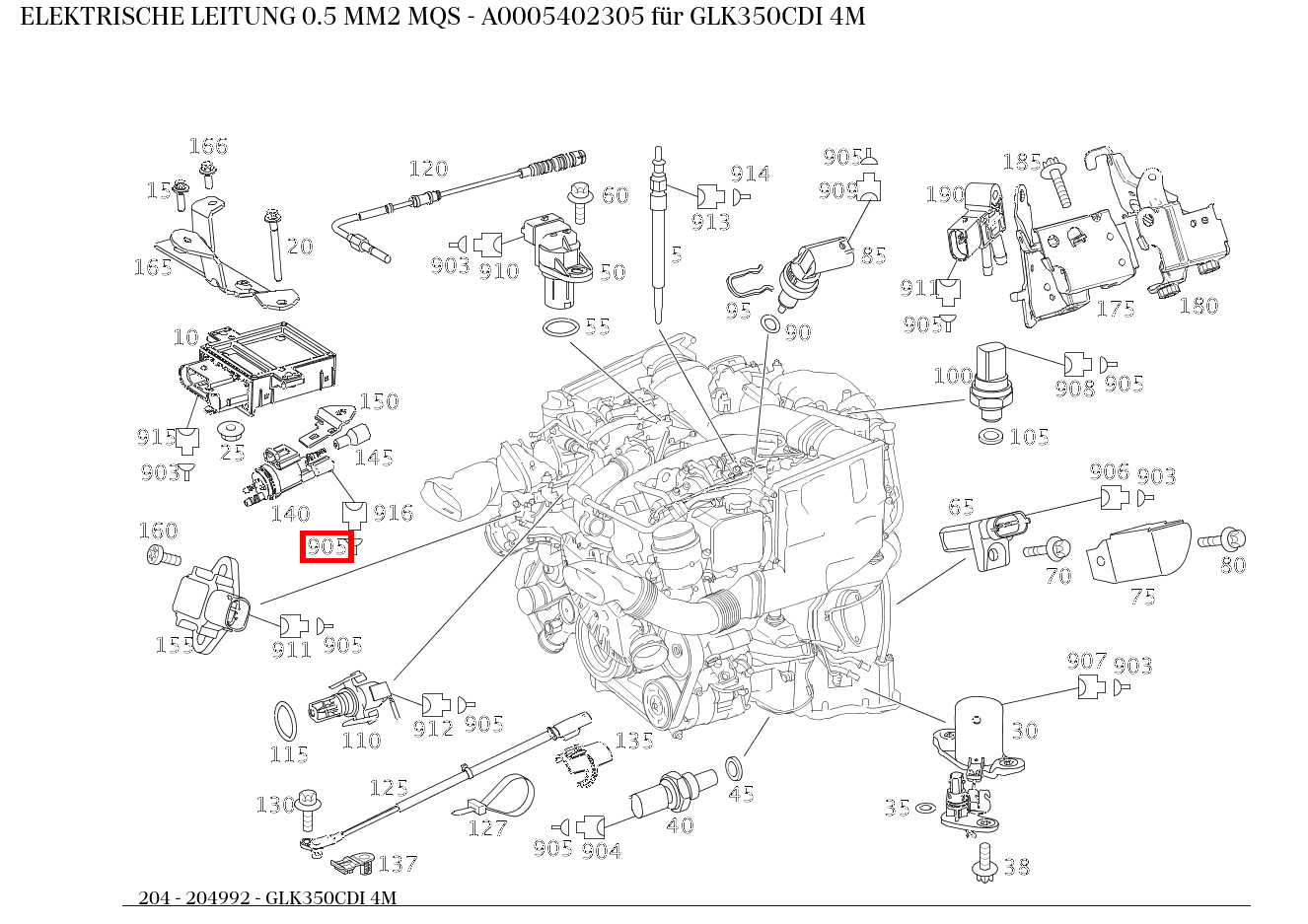 Elektrische Leitung 0.5 MM2 MQS GLK350CDI 4M 204 Elektrische Leitung 0.5 MM2 MQS GLK350CDI 4M 204