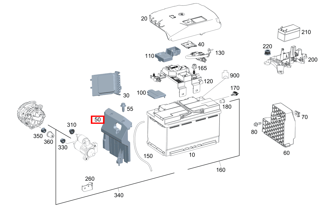Seitenwand Starterbatterie A 180 Kompaktlimousine 205