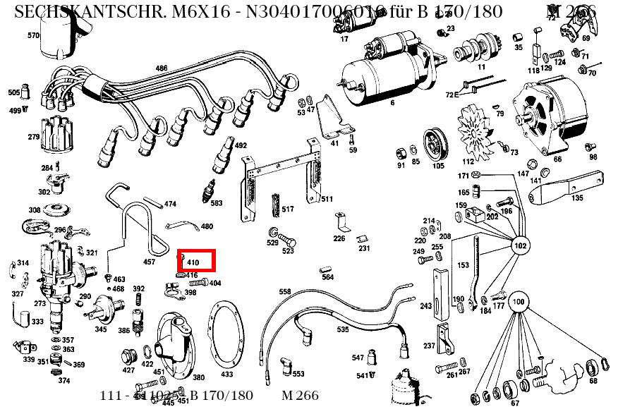 Sechskantschraube M6X16 B 170/180 M 266 111 Sechskantschraube M6X16 B 170/180 M 266 111