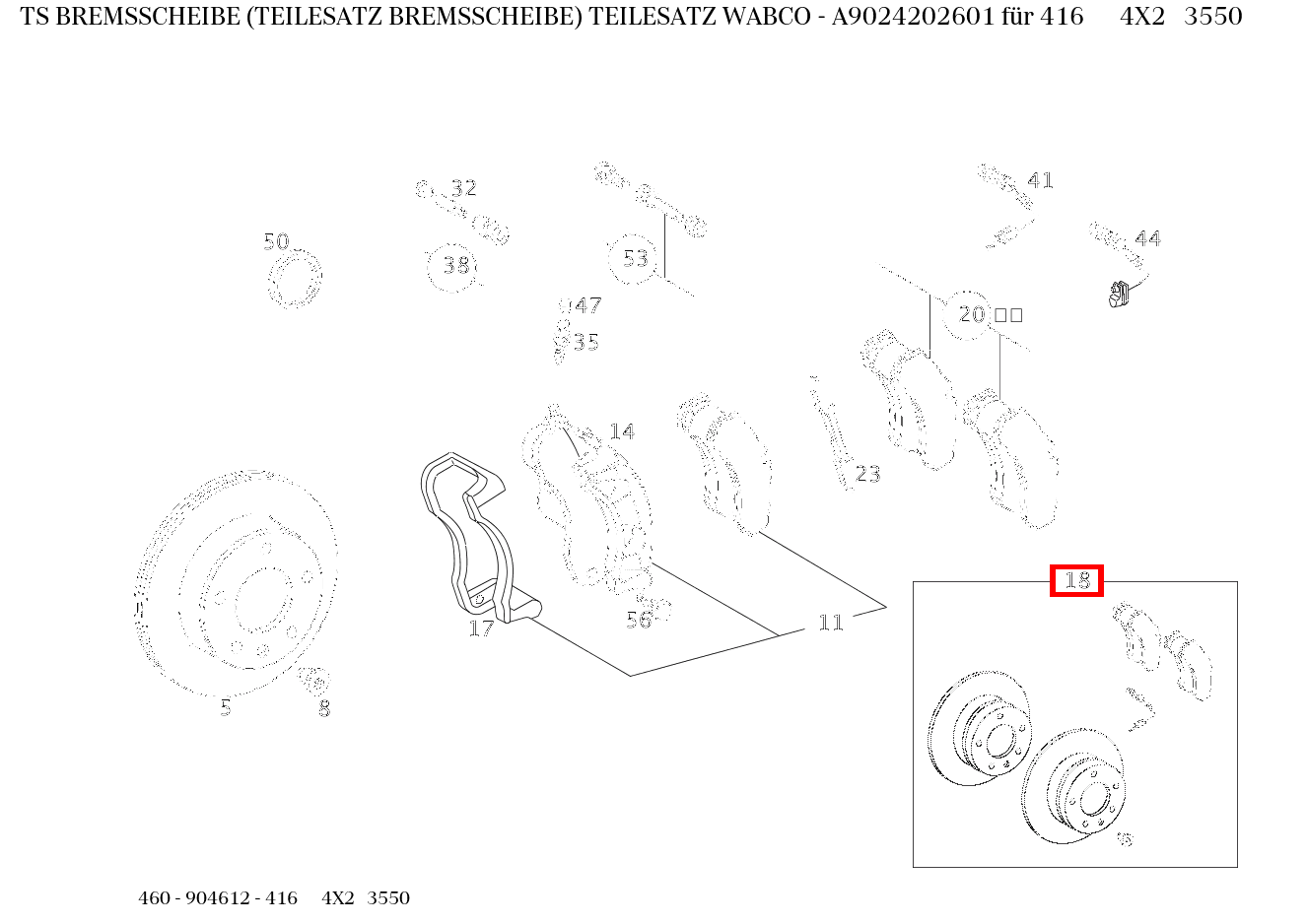 Teilesatz Bremsscheibe TEILESATZ WABCO 416 4X2 3550 460