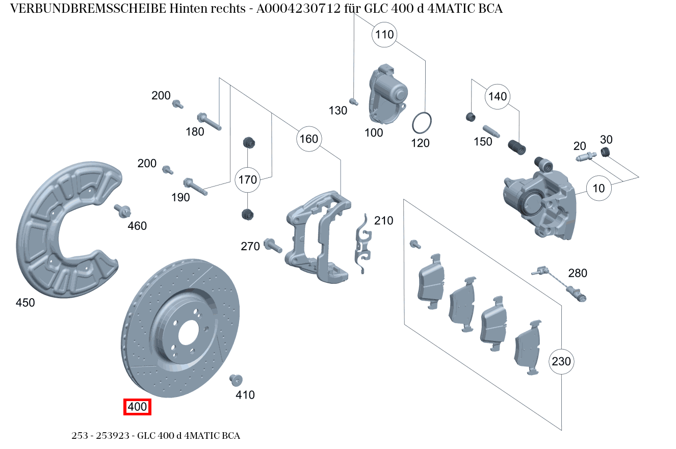 Verbundbremsscheibe Hinten rechts GLC 400 d 4MATIC BCA 253 Verbundbremsscheibe Hinten rechts GLC 400 d 4MATIC BCA 253