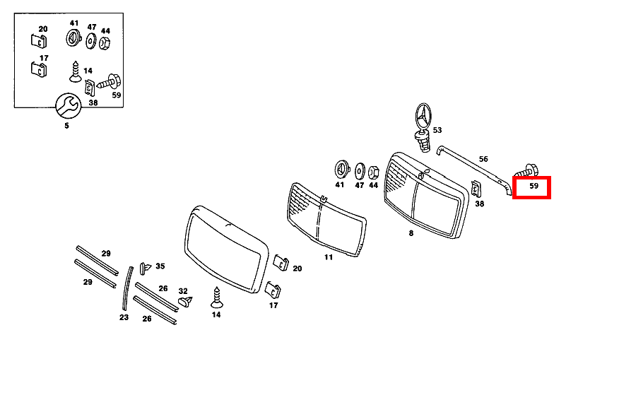 Blechschraube KUEHLERVERKLEIDUNG AN MOTORHAUBE 5,5X16 MM 190 D 2.5 Turbo 201