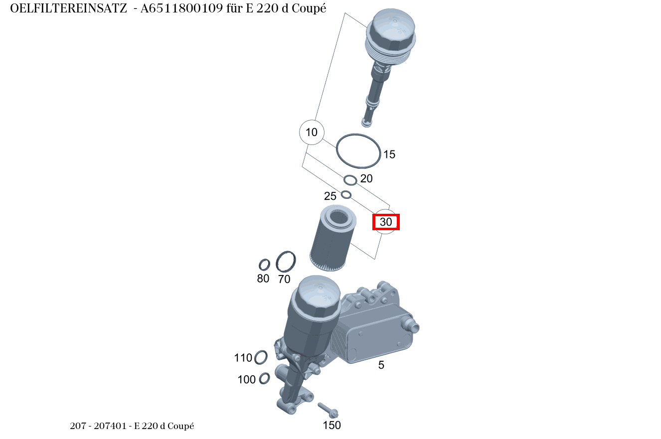 Ölfiltereinsatz E 220 d Coupé 207 Ölfiltereinsatz E 220 d Coupé 207