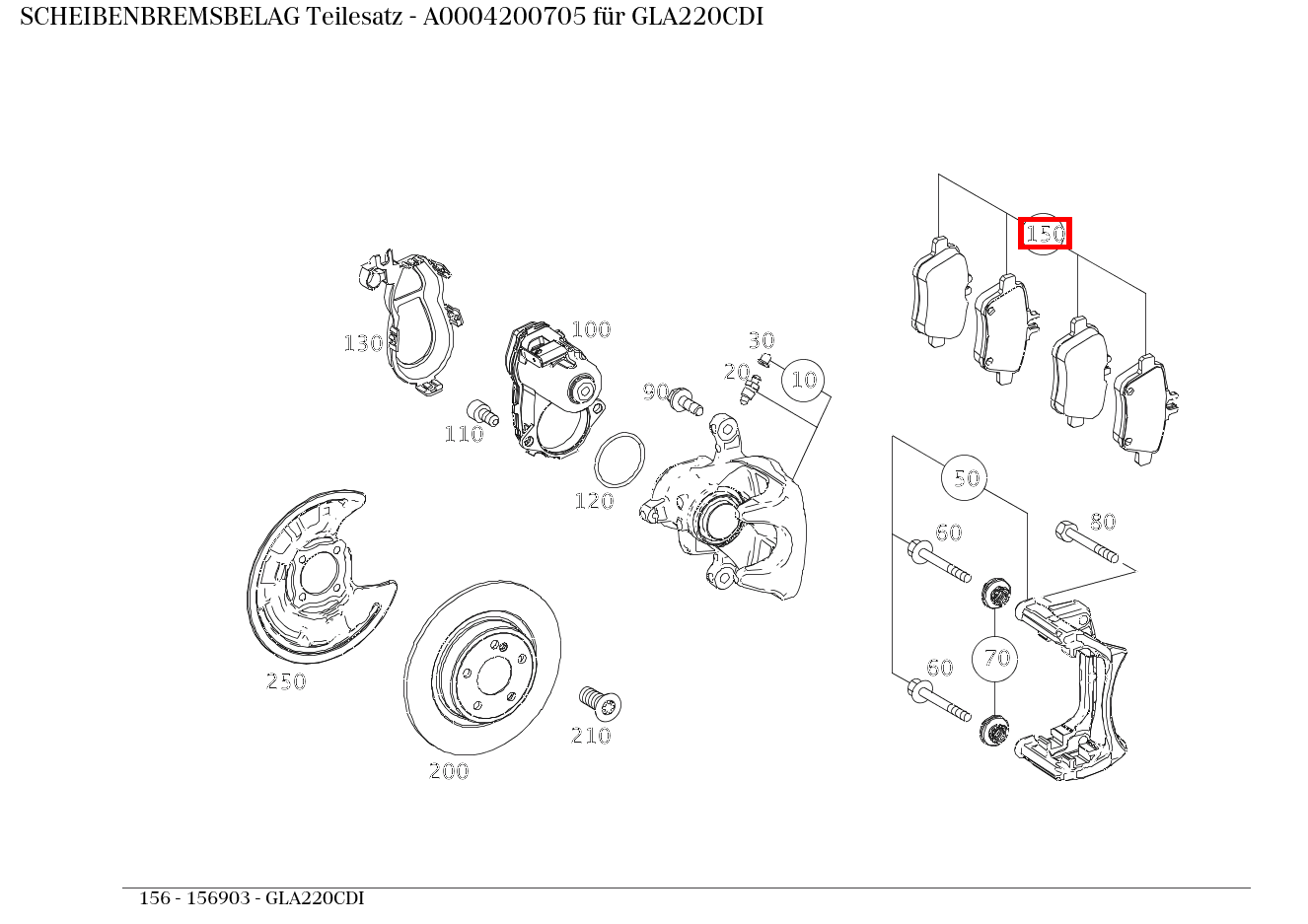 Scheibenbremsbelag Teilesatz GLA220CDI 156 Scheibenbremsbelag Teilesatz GLA220CDI 156