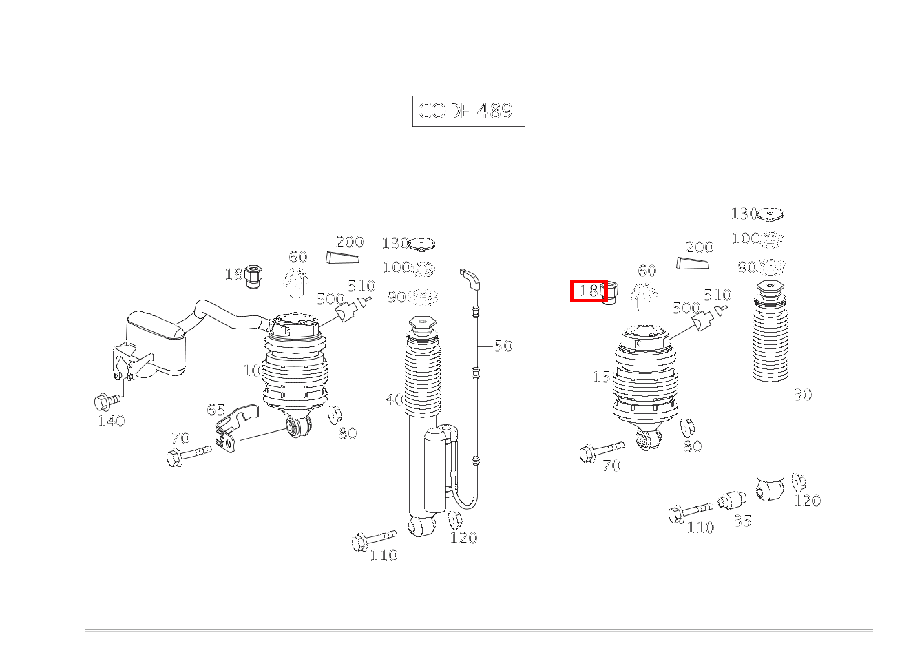 Anschlussstutzen DRUCKLEITUNG RECHTS AN LUFTFEDER E280CDI SONDERAUFB 211