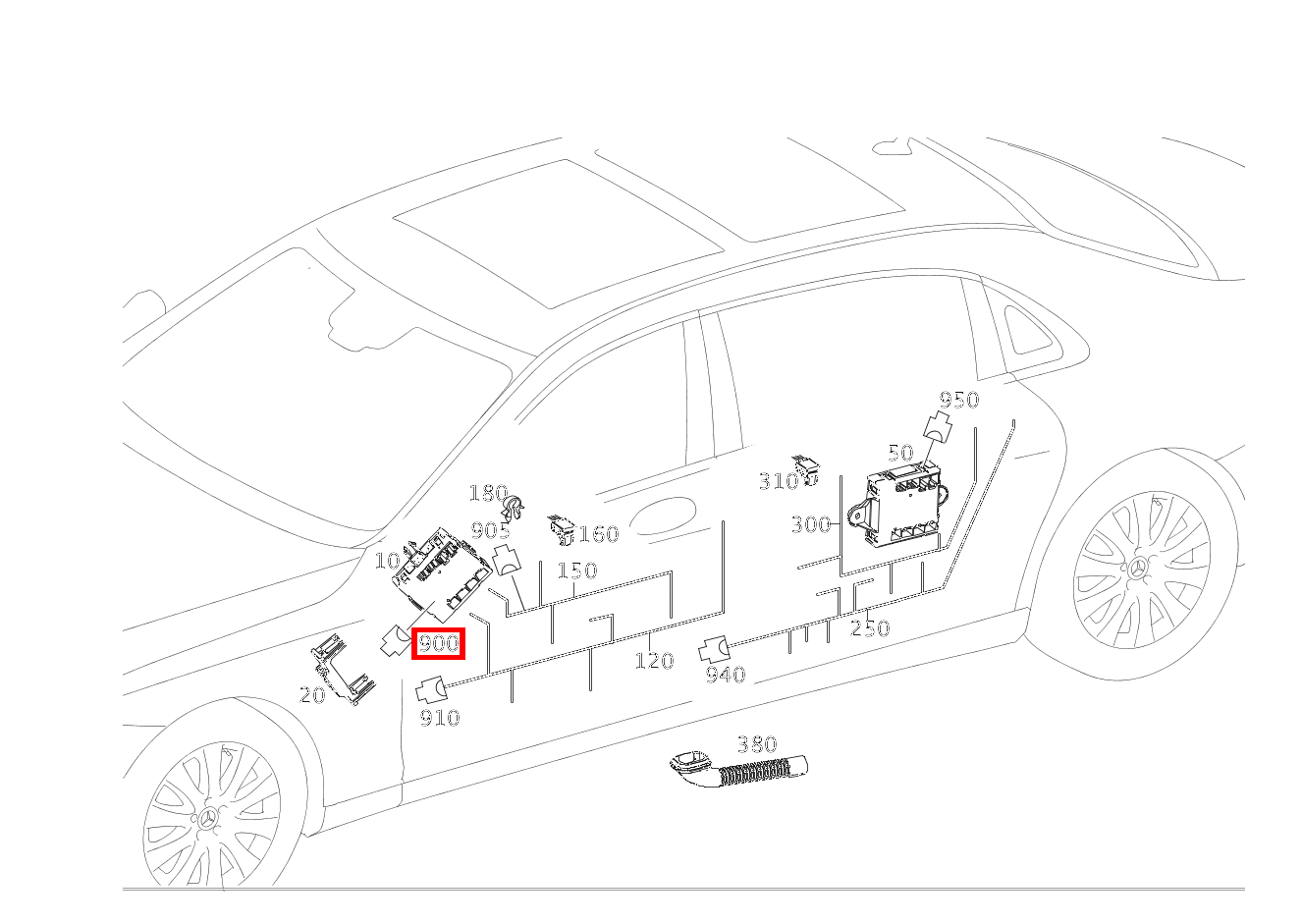 Buchsengehäuse TUERSTEUERGERAET VORN, SCHWARZ N69/1, N69/2; 8-PIN MQS Mercedes-Maybach S 560 4MATIC 222
