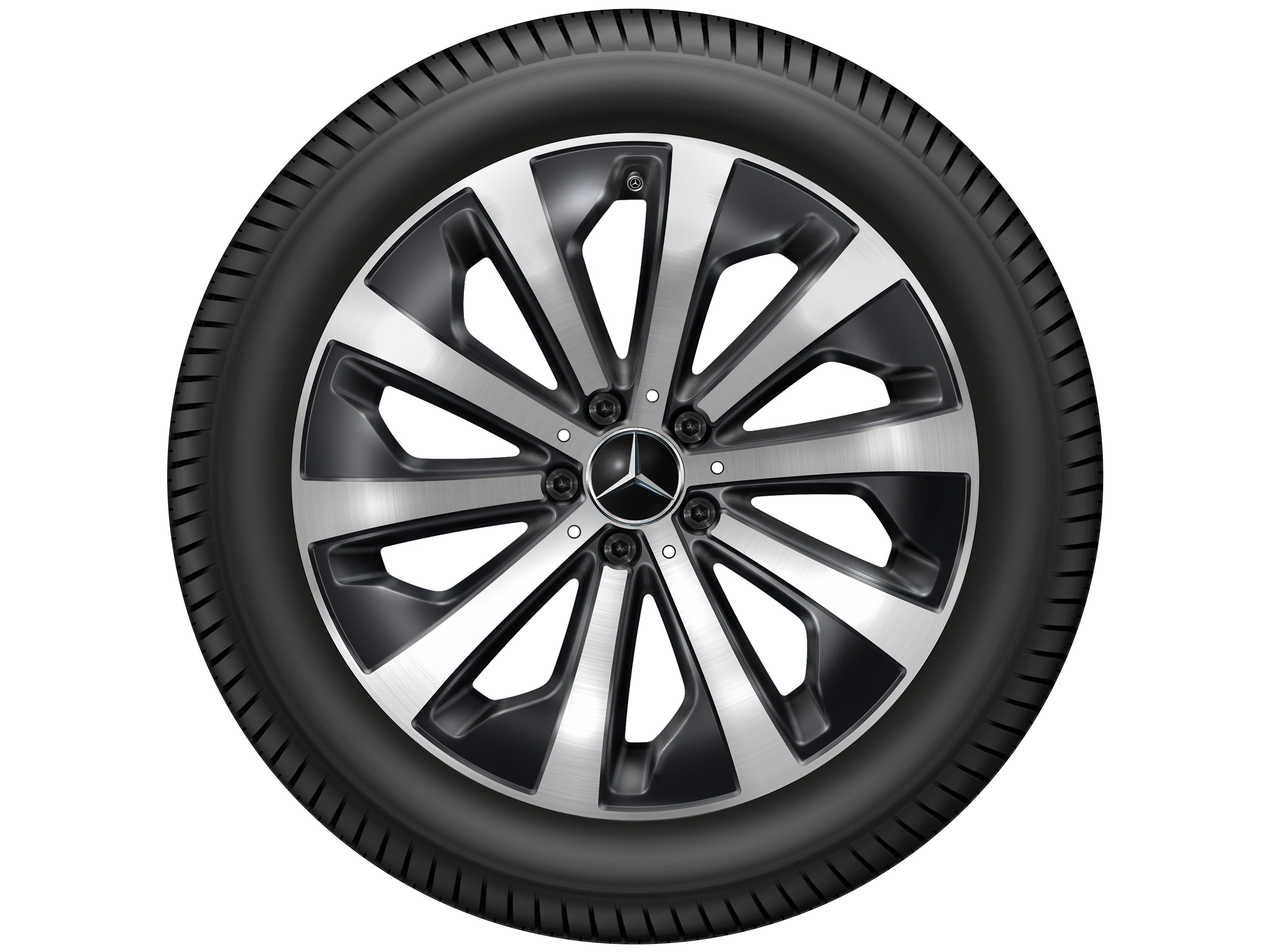 10-Speichen-Rad, Aero, 19 Zoll, glanzgedreht 7,5 J x 19 ET 53, schwarz