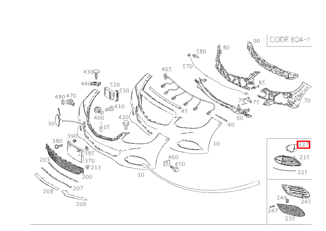 ABDECKUNG STOSSF.BEREICH GITTER RECHTS E 220 CDI T-Modell 253 ABDECKUNG STOSSF.BEREICH GITTER RECHTS E 220 CDI T-Modell 253