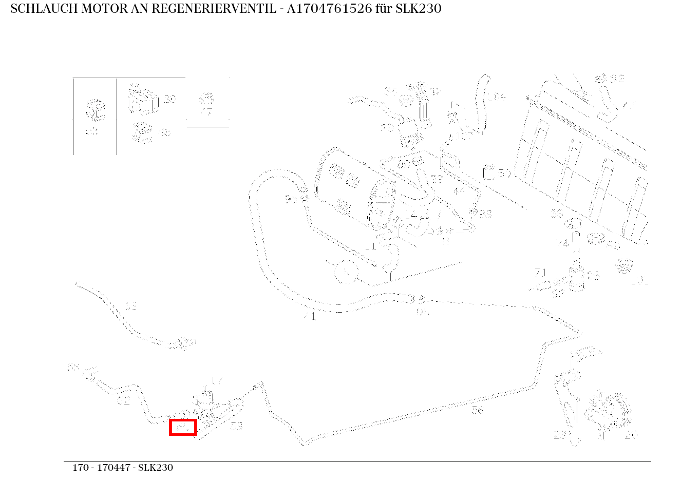 Schlauch MOTOR AN REGENERIERVENTIL SLK230 170