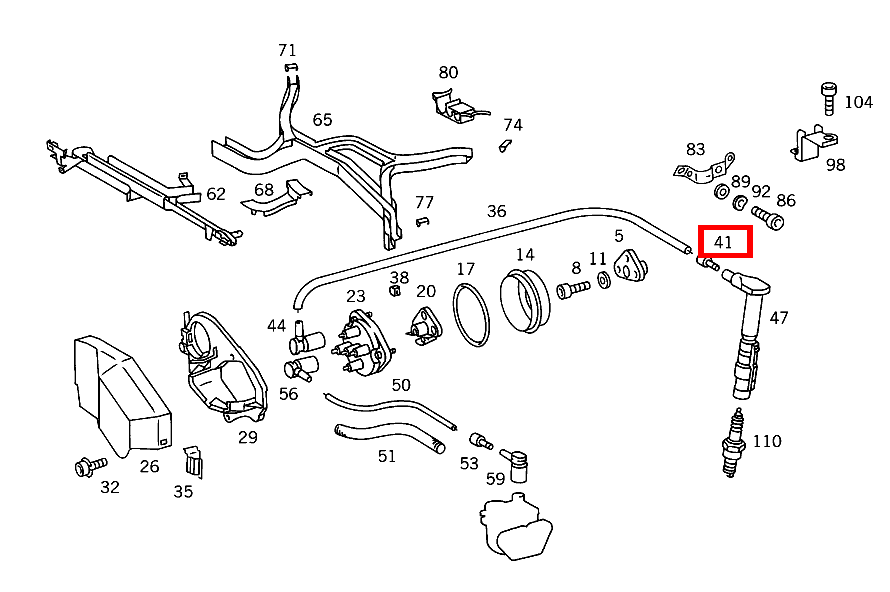 KABELVERSCHRAUBUNG ZUENDLEITUNG 500 SL Roadster mit Automatic 129 KABELVERSCHRAUBUNG ZUENDLEITUNG 500 SL Roadster mit Automatic 129