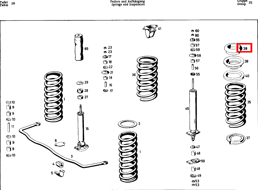Gummipuffer FÜR OBEREN FEDERTELLER FÜR HINTERFEDER AN AUFBAUBODEN 220 SE b/C 111 Gummipuffer FÜR OBEREN FEDERTELLER FÜR HINTERFEDER AN AUFBAUBODEN 220 SE b/C 111