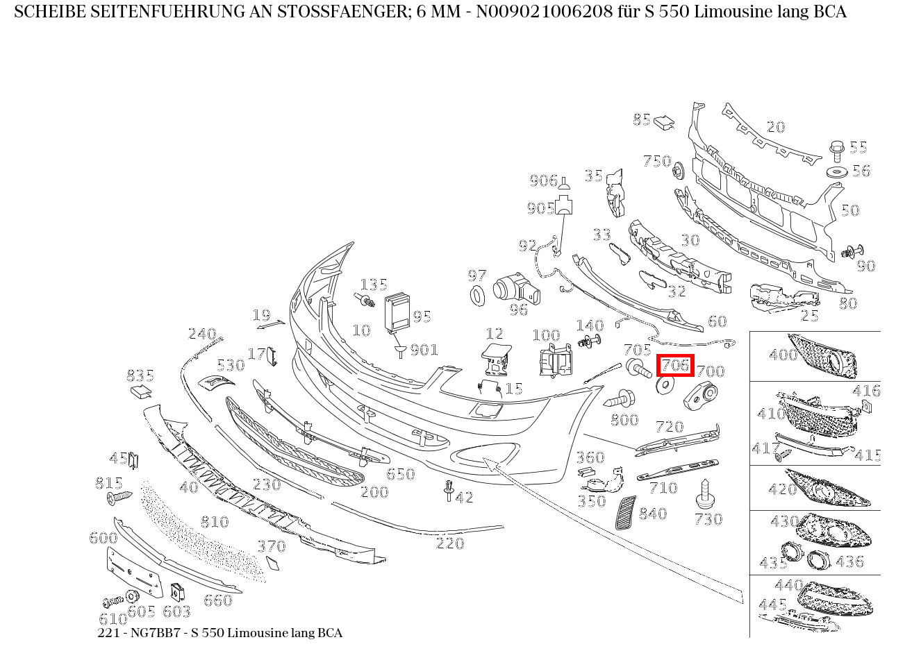 Scheibe SEITENFUEHRUNG AN STOSSFAENGER; 6 MM S 550 Limousine lang BCA 221