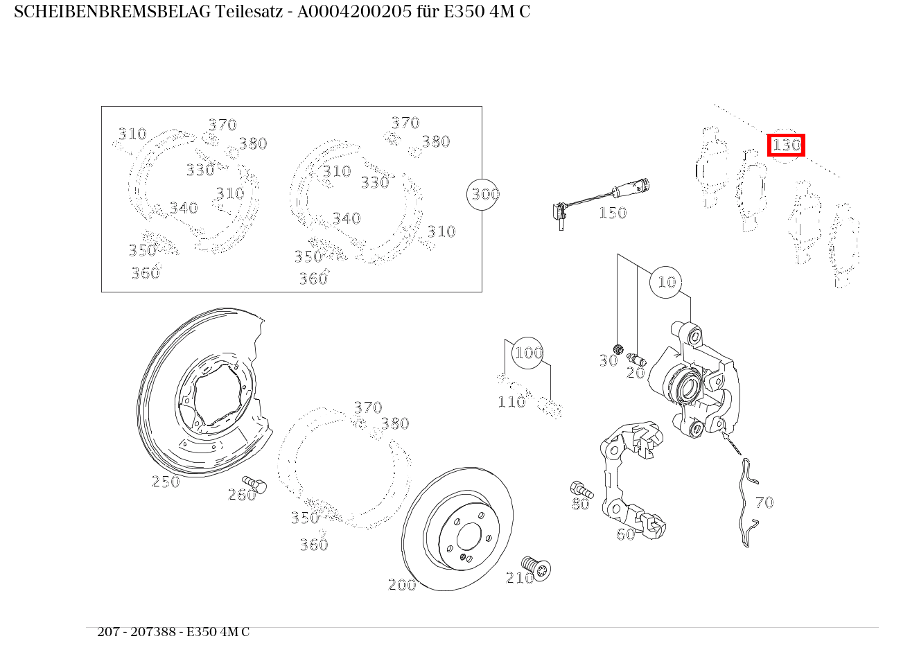 Scheibenbremsbelag Teilesatz E350 4M C 207