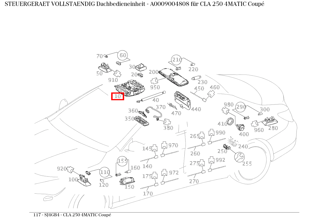 Steuergerät vollständig Dachbedieneinheit CLA 250 4MATIC Coupé 117 Steuergerät vollständig Dachbedieneinheit CLA 250 4MATIC Coupé 117