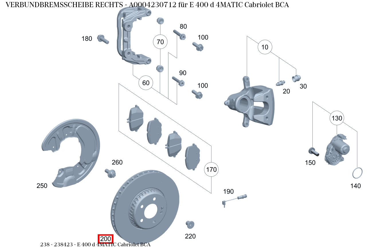Verbundbremsscheibe RECHTS E 400 d 4MATIC Cabriolet BCA 238 Verbundbremsscheibe RECHTS E 400 d 4MATIC Cabriolet BCA 238