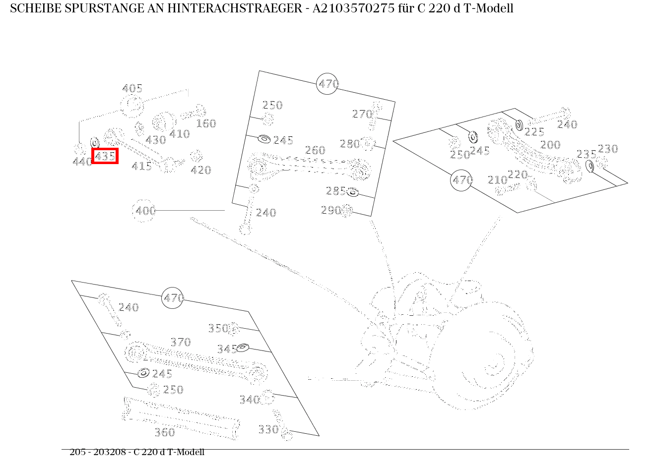 Scheibe SPURSTANGE AN HINTERACHSTRAEGER C 220 d T-Modell 205