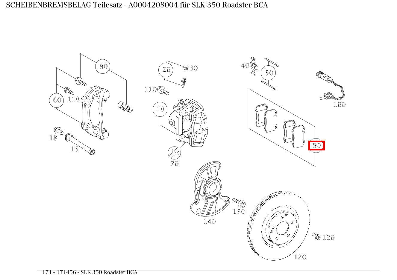 Scheibenbremsbelag Teilesatz SLK 350 Roadster BCA 171