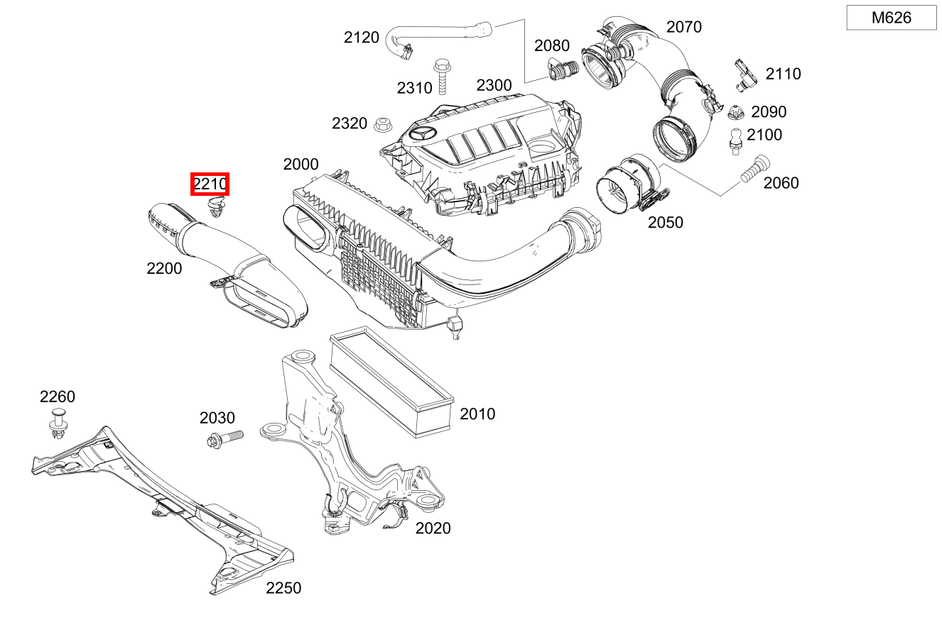 Verschluss Rohluftleitung an Kaltluftansaugung C 200 T d BCA 205