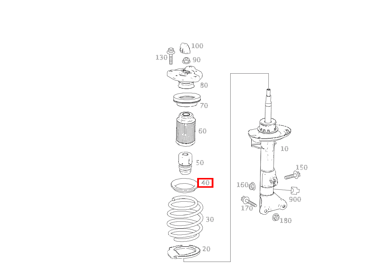Schraubenfederbeilage Oben links und rechts C 180 KOMPRESSOR T-Modell BlueEFFICIENCY 240