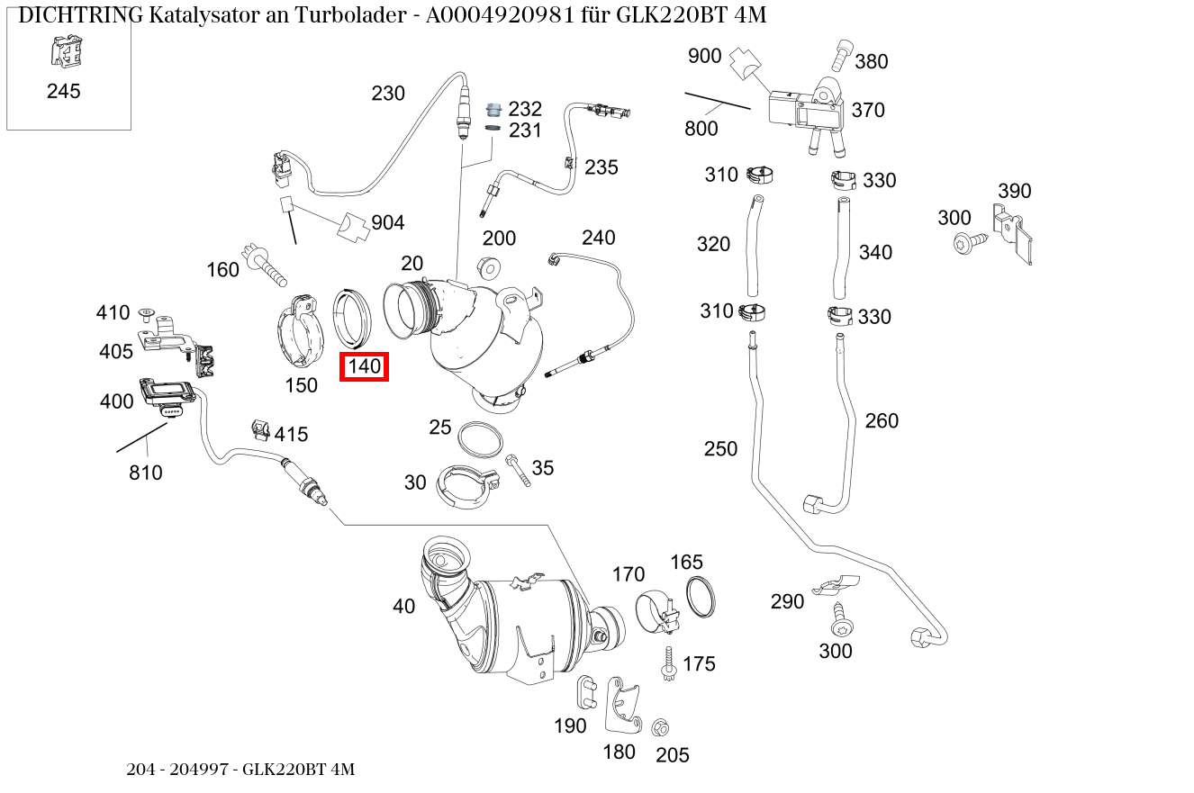 Dichtring Katalysator an Turbolader GLK220BT 4M 204