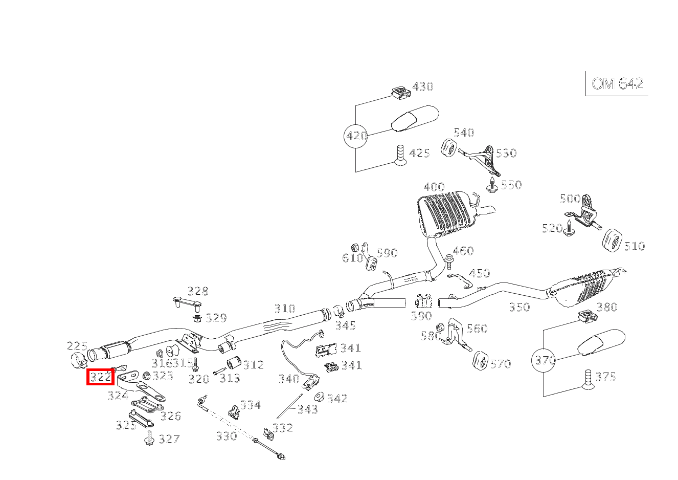 Platte HALTER AN AUSPUFFROHR VORN E350TCDI 4M BE 212