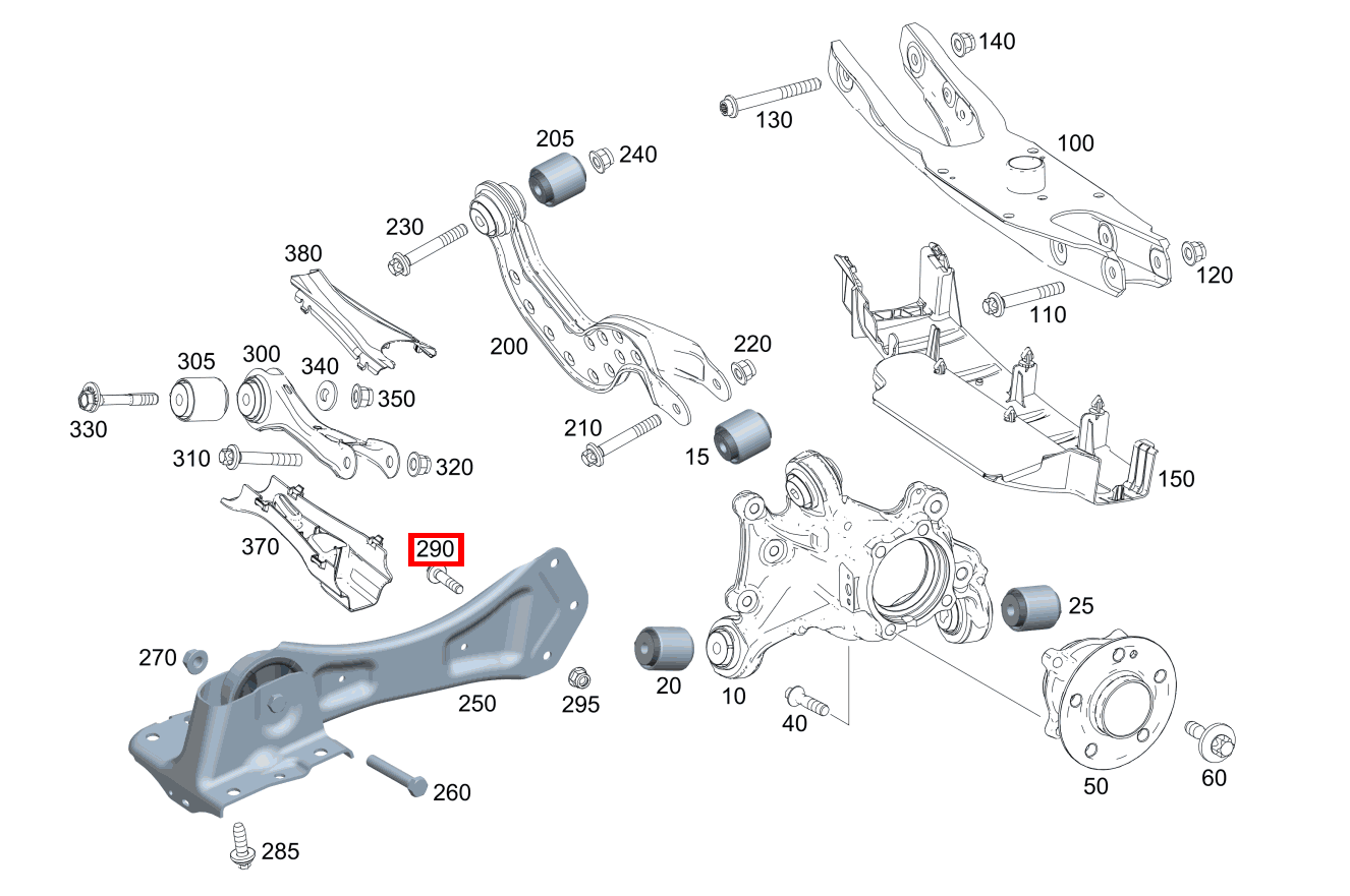 Sechsrundschraube Längslenker an Radträger, rechts; M10X45 A 200 Limousine 246